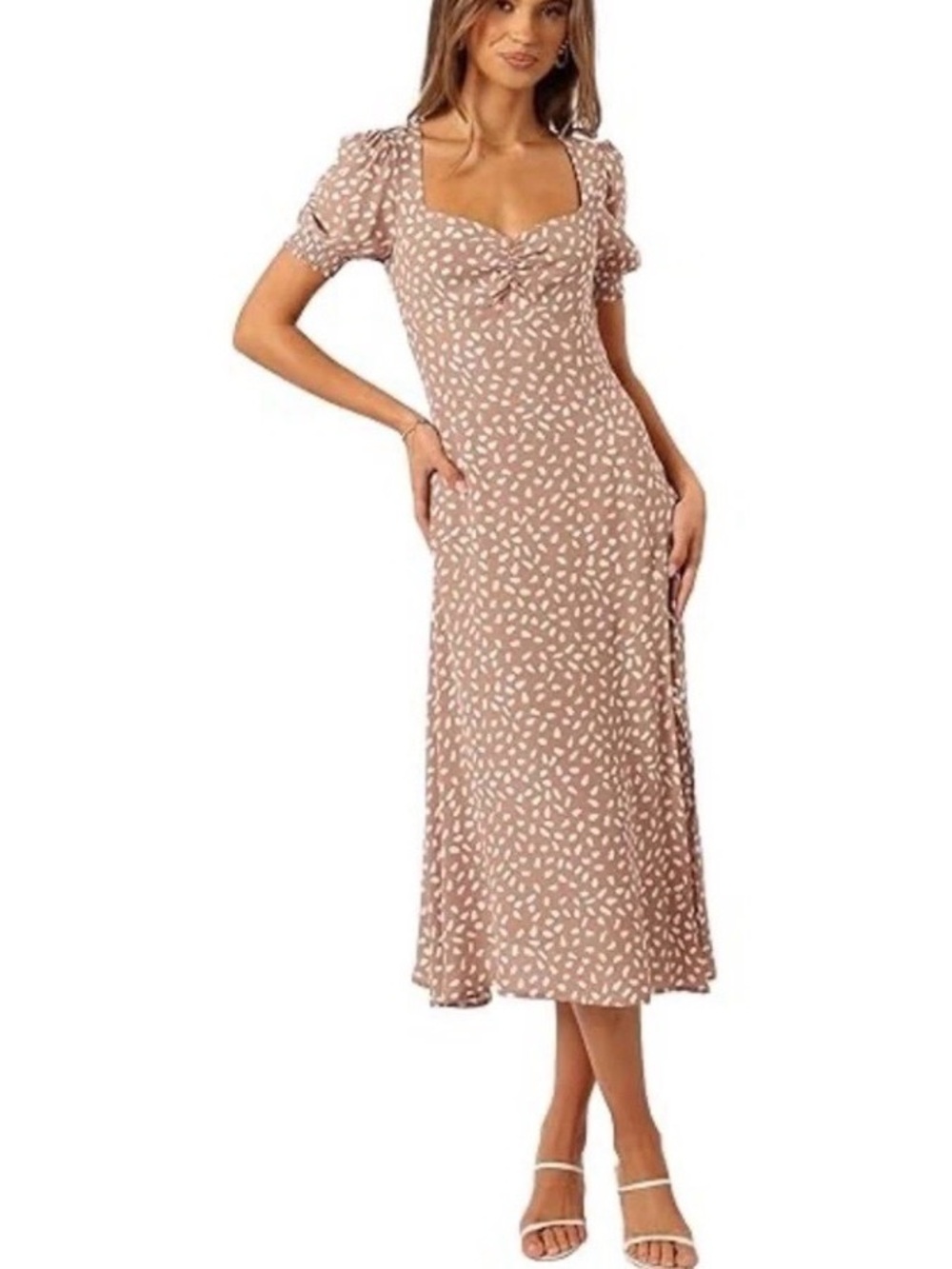 Petal & Pup Blush Midi Dress with Cream Dot Print
